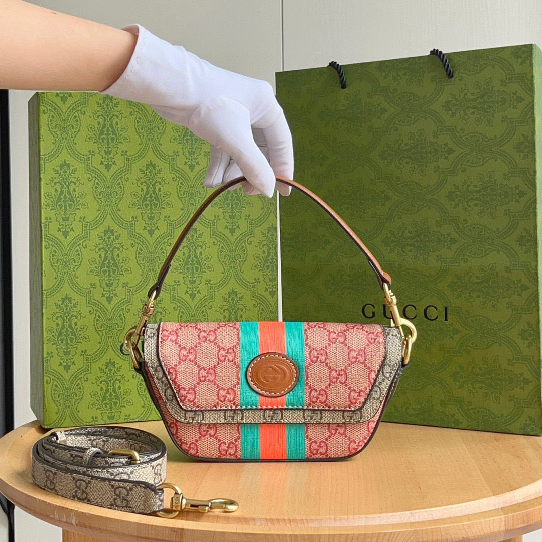 G-Mini Leather-Trimmed Monogrammed