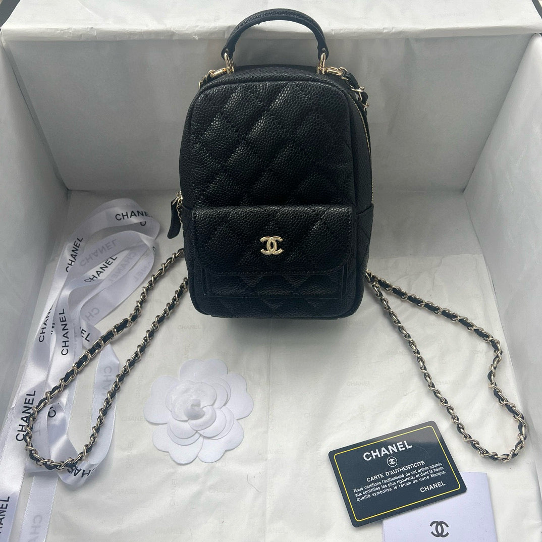 CE-Lychee leather mini backpack