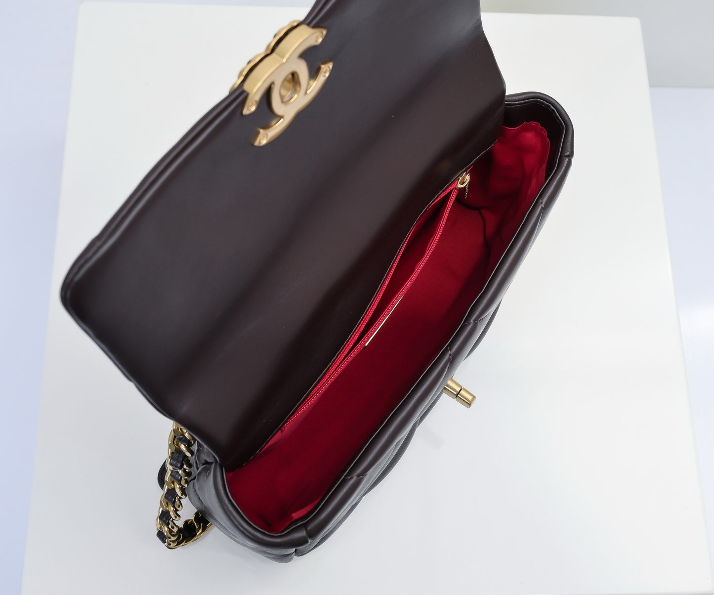 CE-Small gold buckle maroon sheepskin