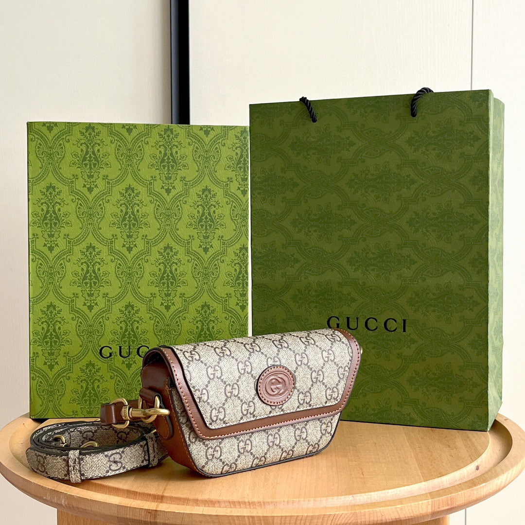 G-Mini Leather-Trimmed Monogrammed