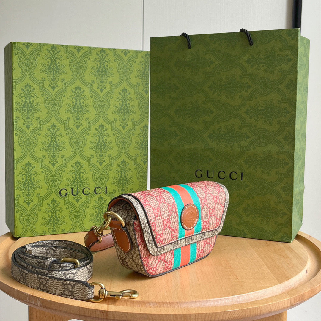 G-Mini Leather-Trimmed Monogrammed