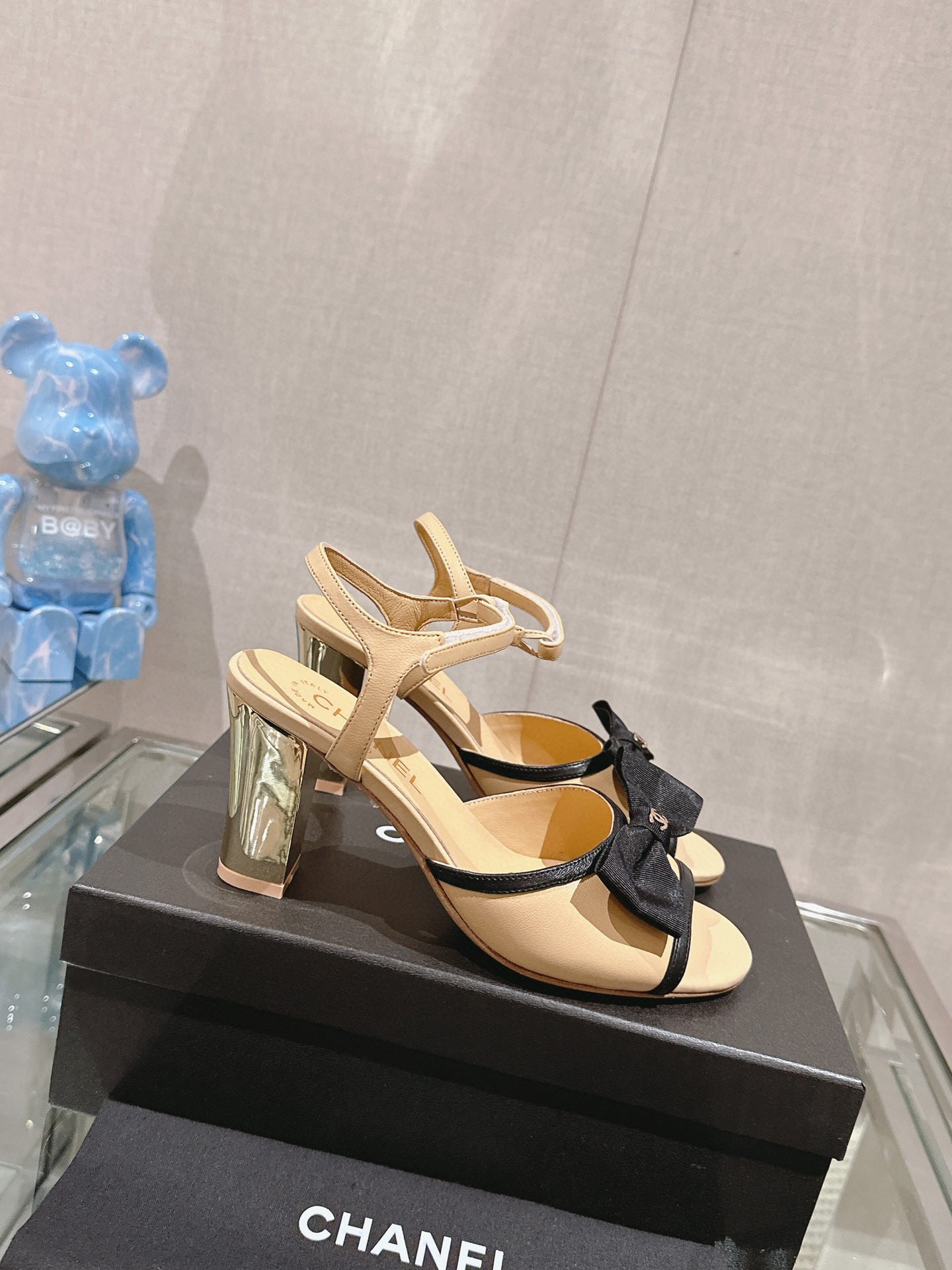 CE-Metal high-heeled bow sandals