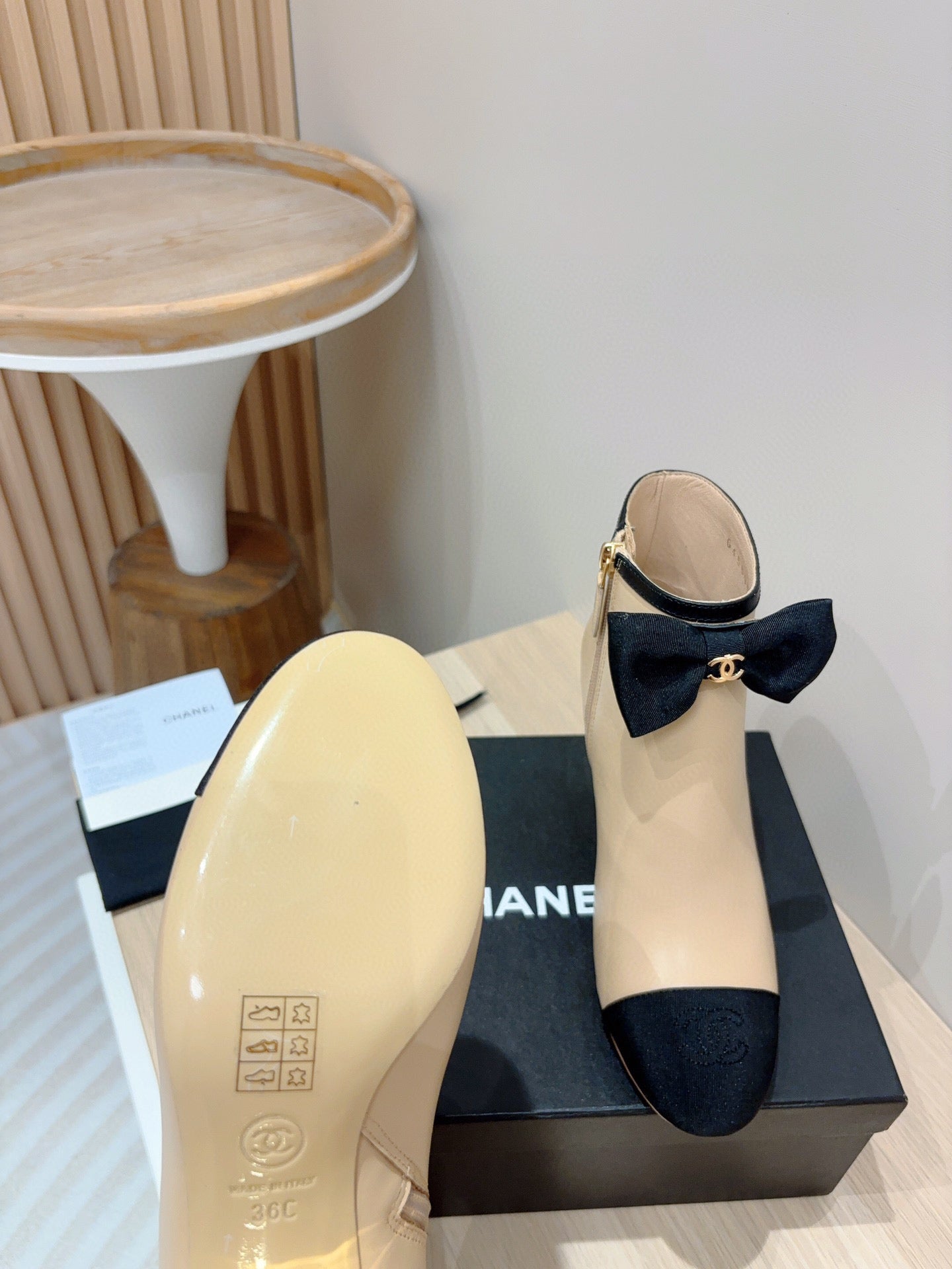 CE-Heel bow short boots