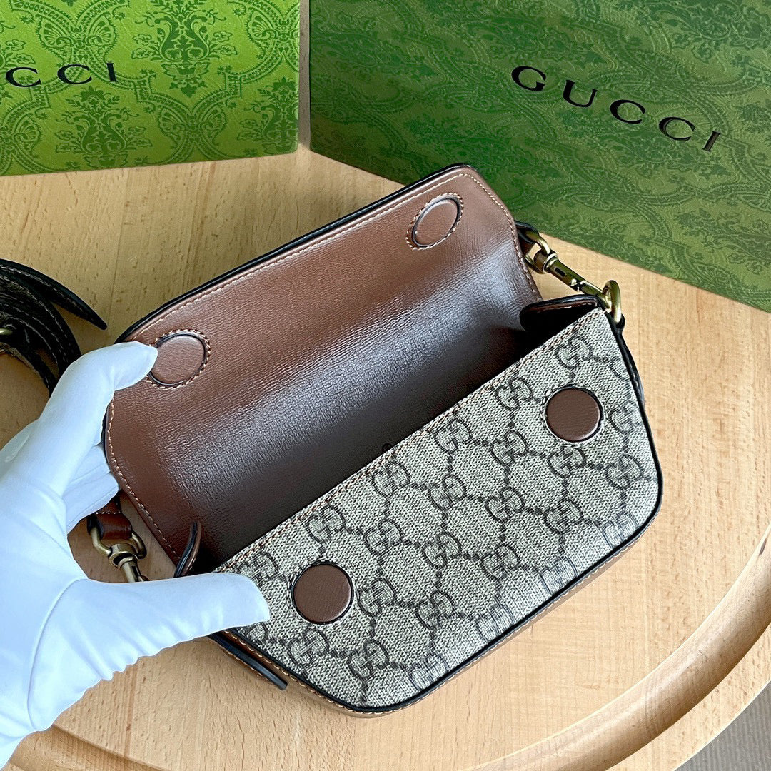 G-Mini Leather-Trimmed Monogrammed