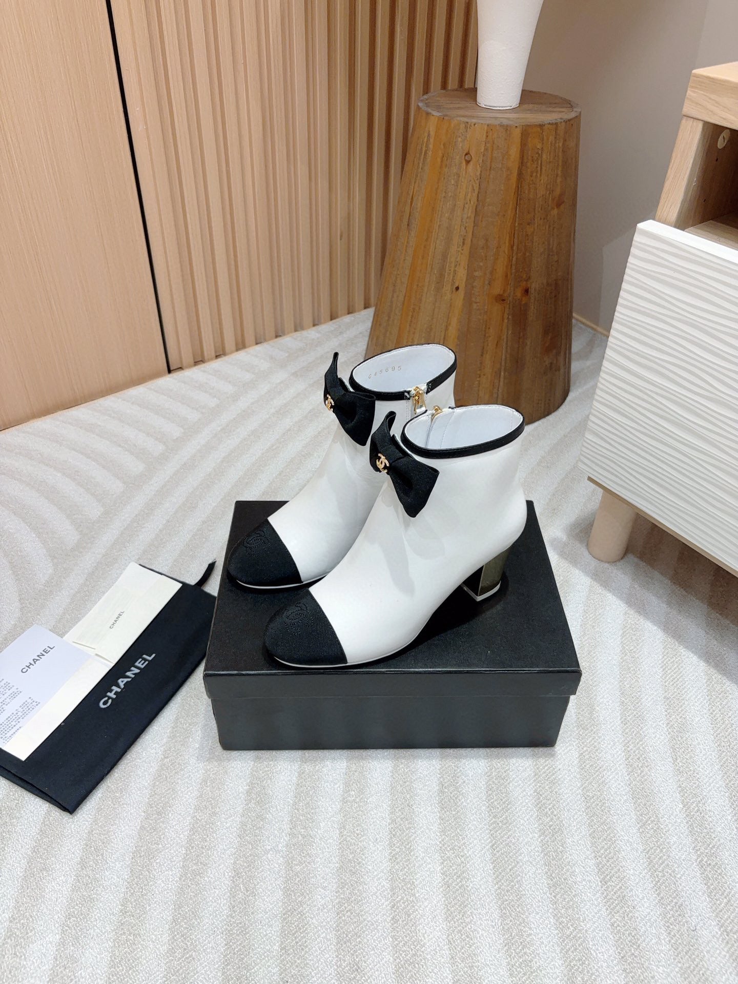 CE-Heel bow short boots