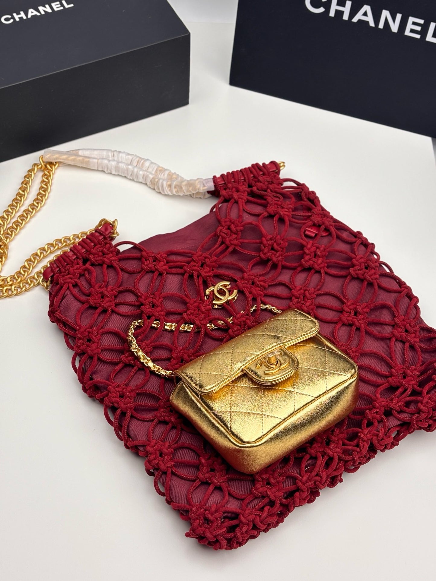 CE-Velvet hollow shopping bag