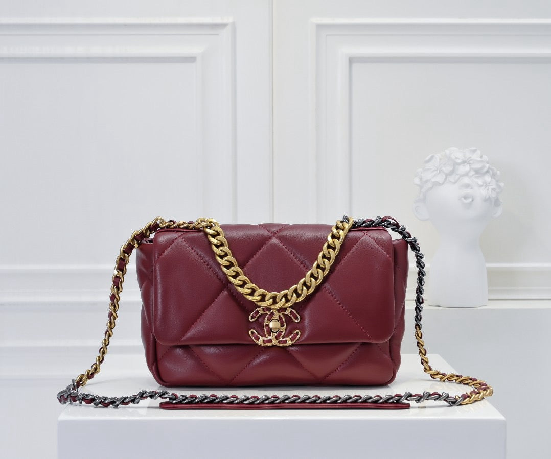 CE-Small gold buckle maroon sheepskin