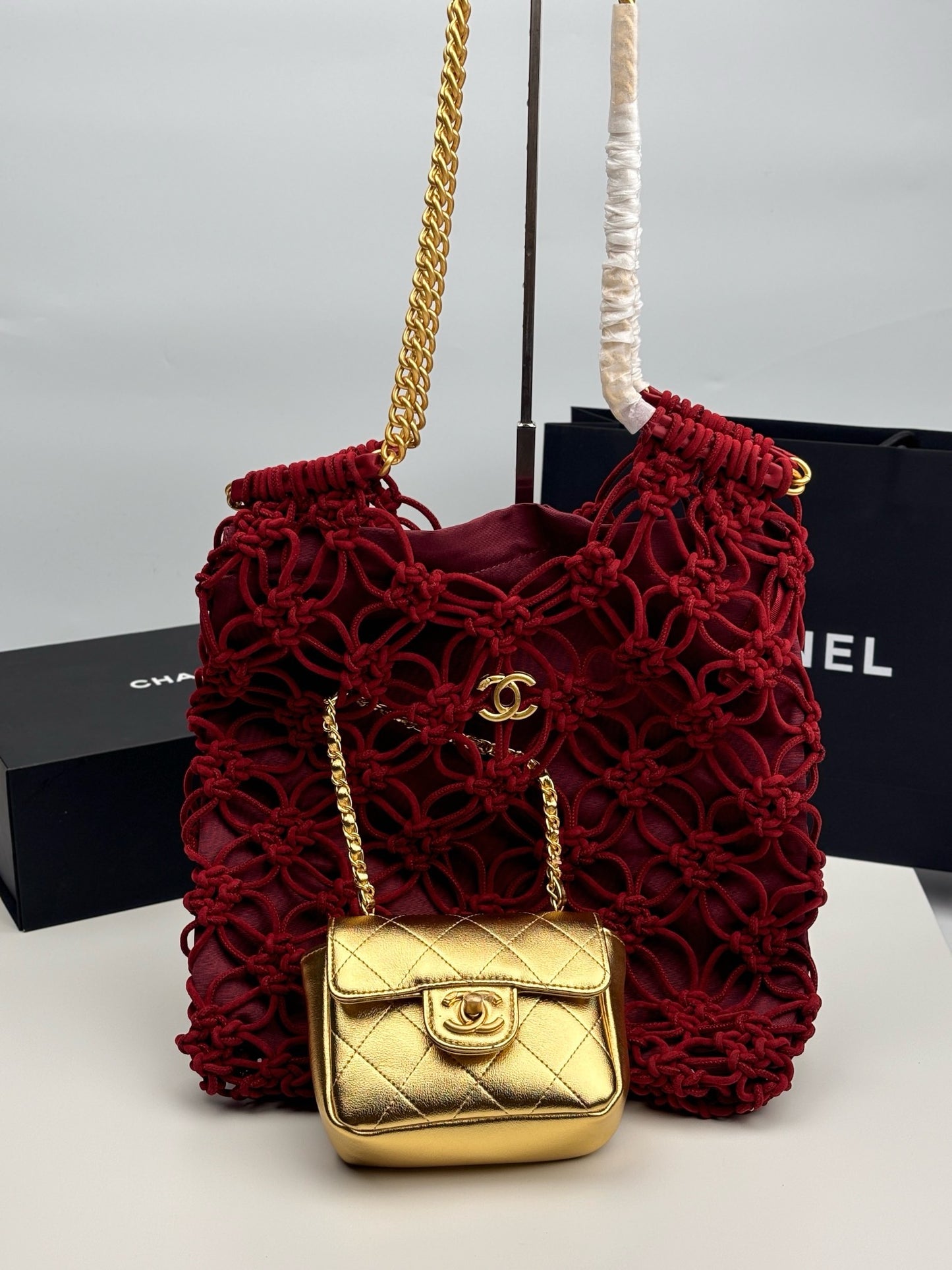 CE-Velvet hollow shopping bag
