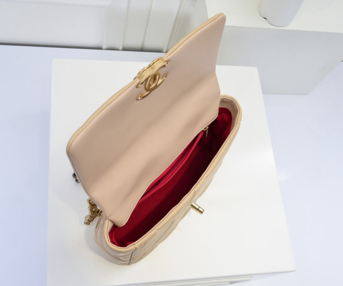 CE-Small gold buckle maroon sheepskin