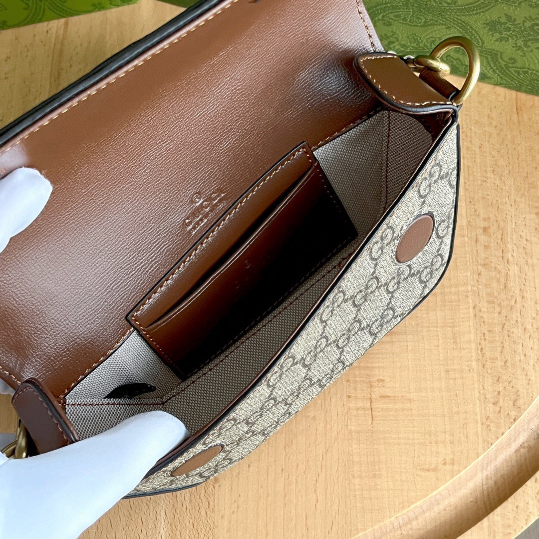 G-Mini Leather-Trimmed Monogrammed