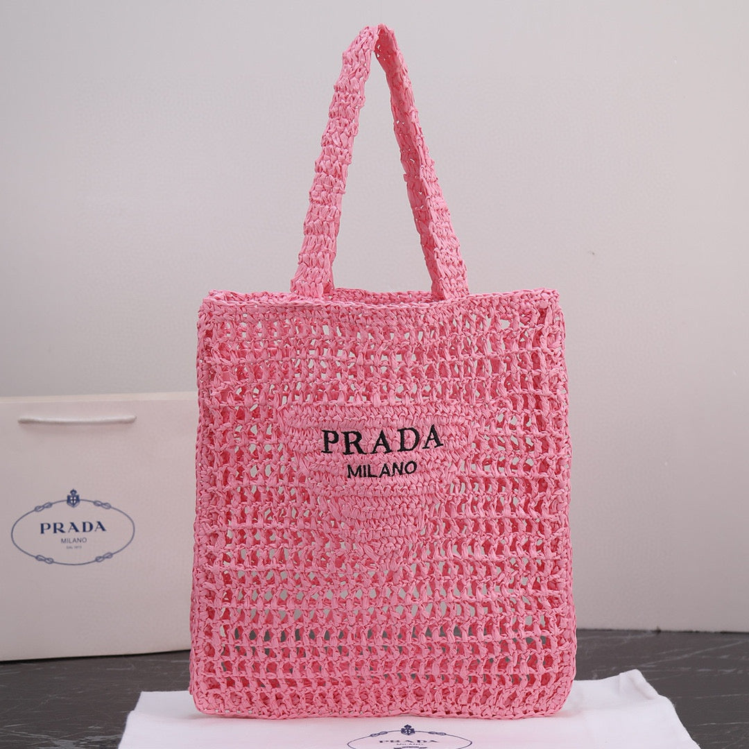 P-Raffia tote bag