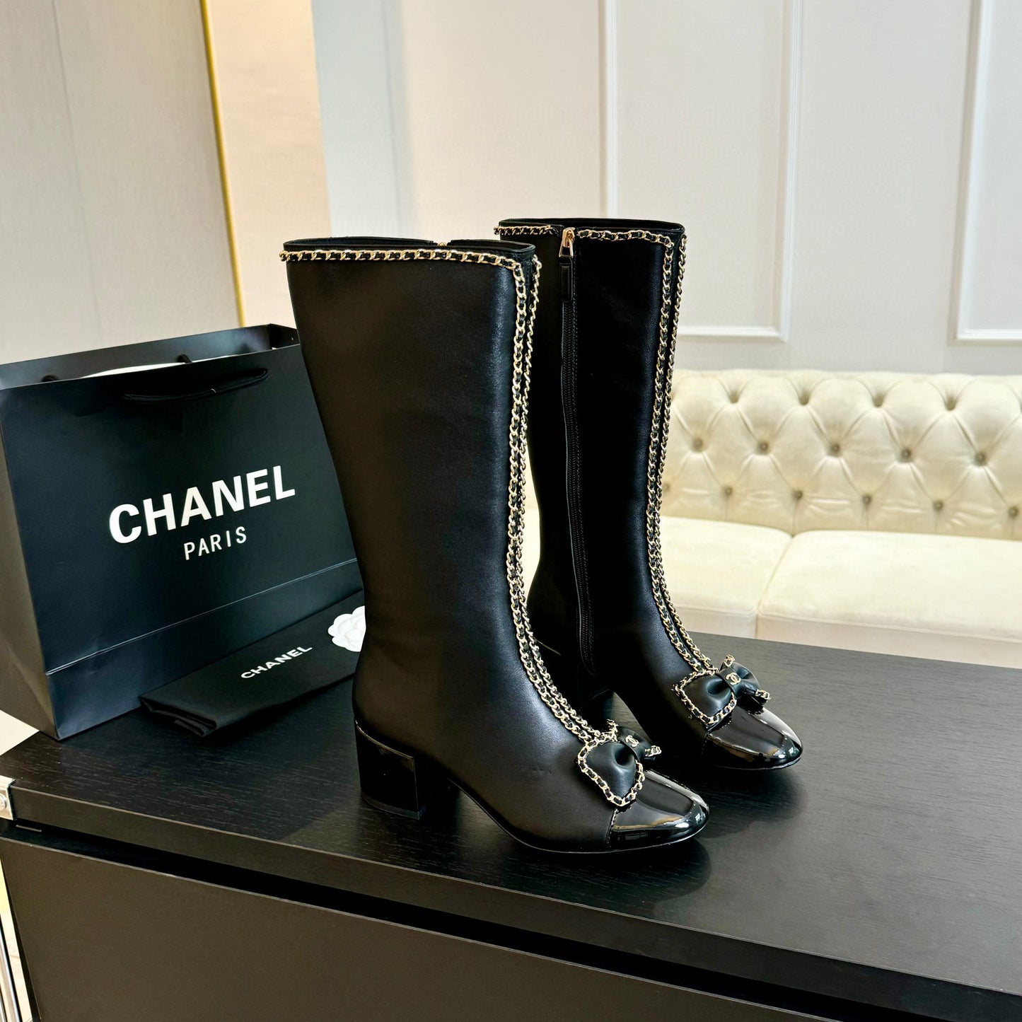 CE-chain bow boots