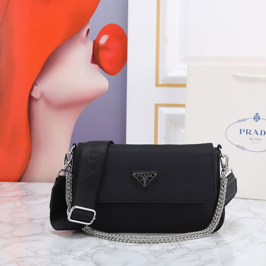 P-Nylon flap handbag