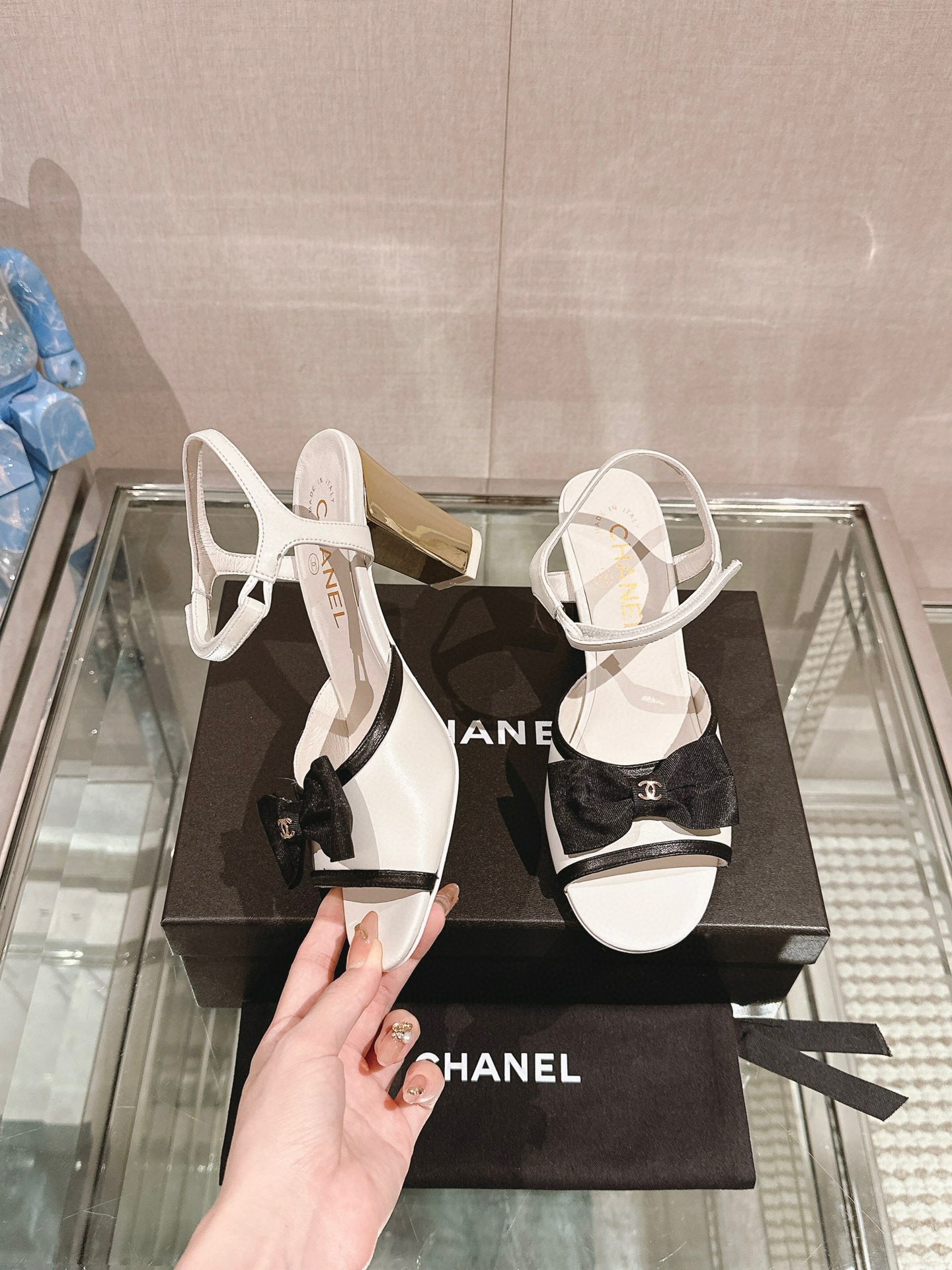 CE-Metal high-heeled bow sandals