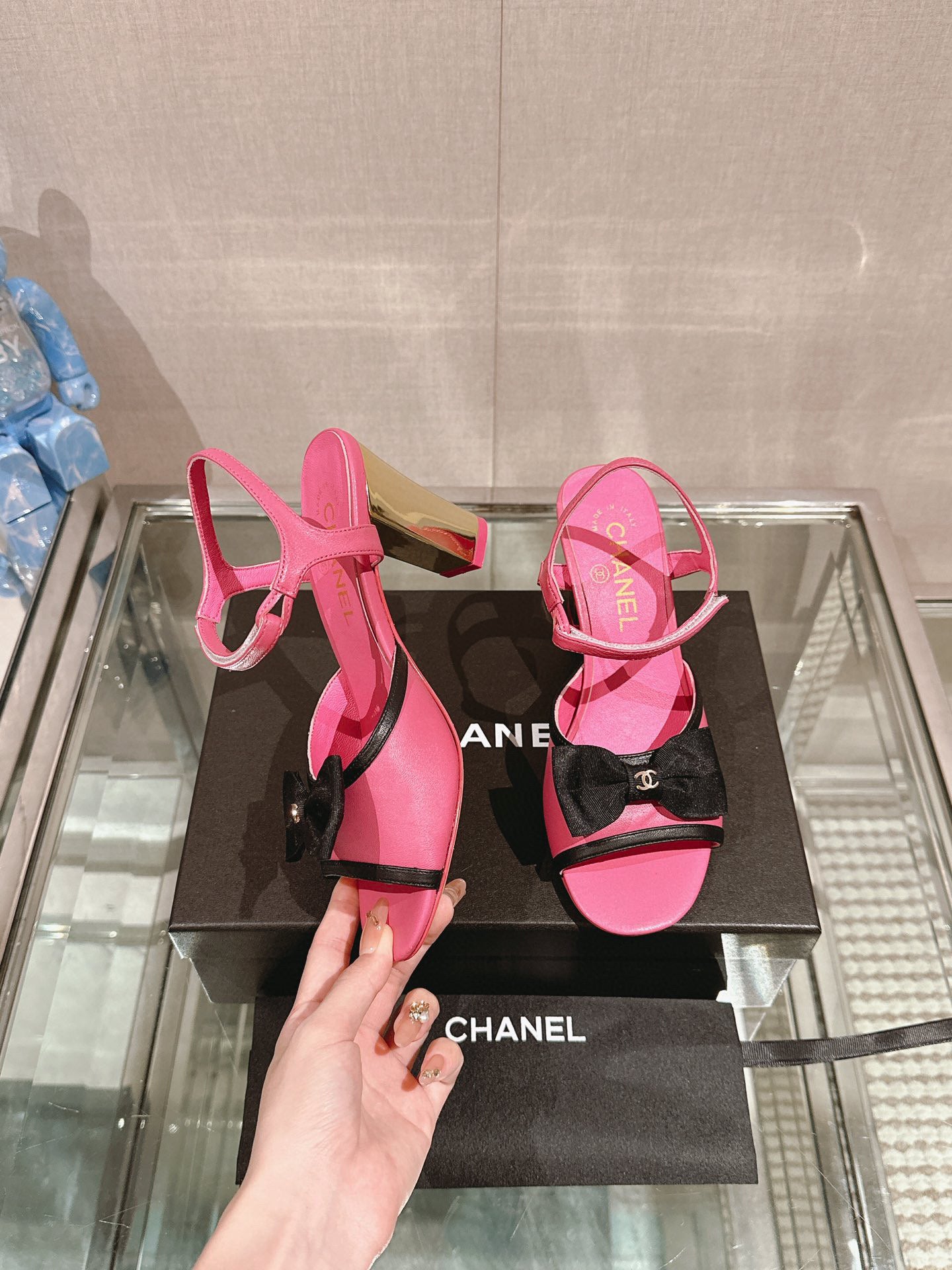 CE-Metal high-heeled bow sandals