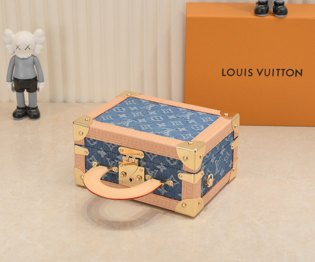 L-PETITE VALISE DENIM BLEU