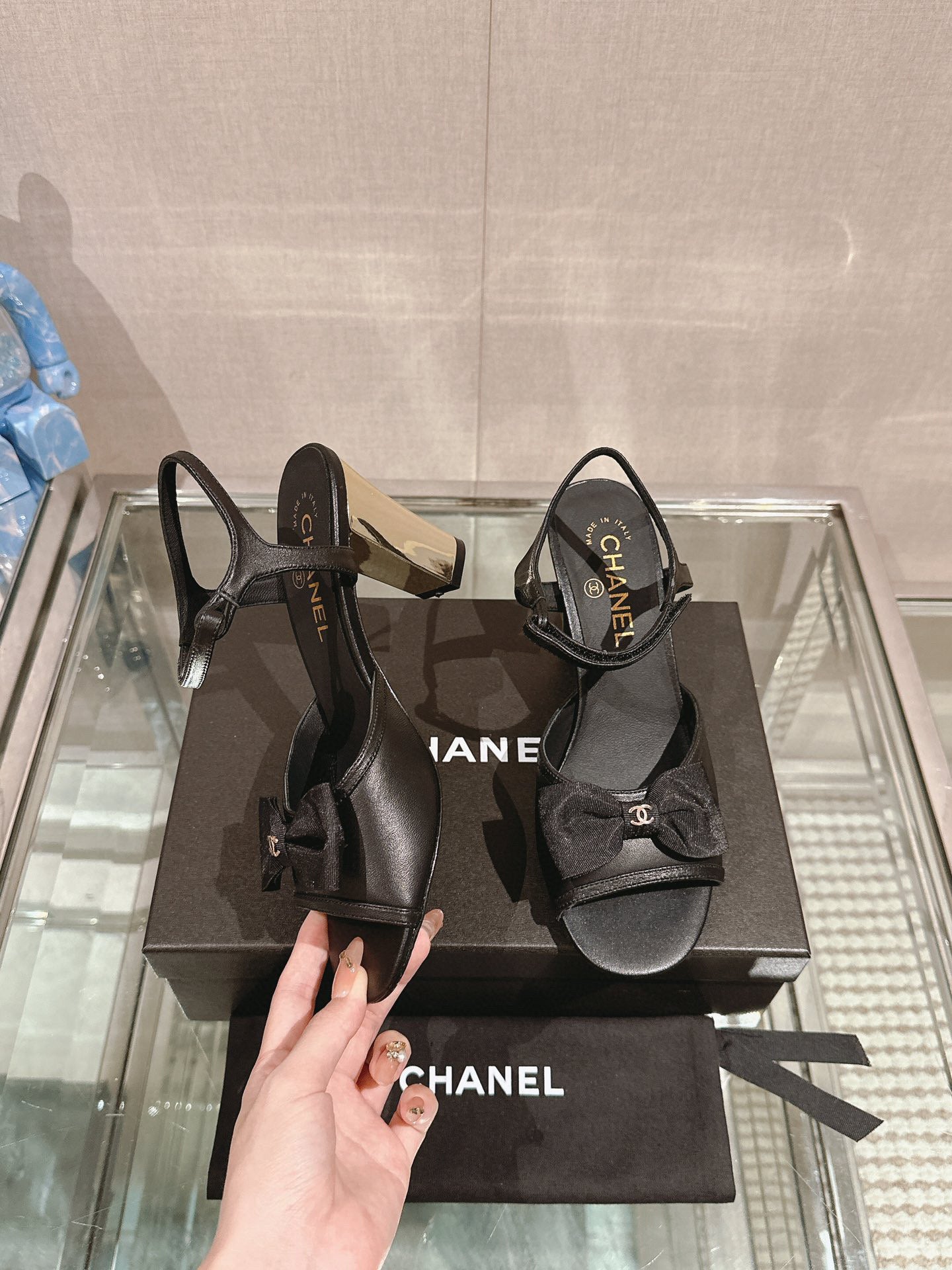 CE-Metal high-heeled bow sandals