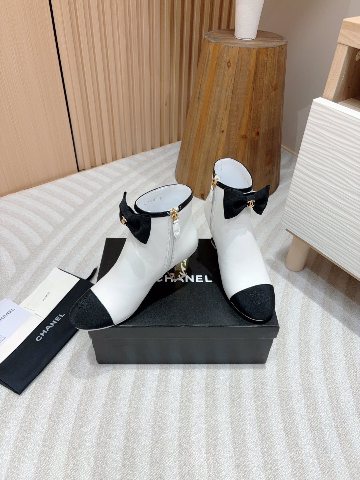 CE-Heel bow short boots