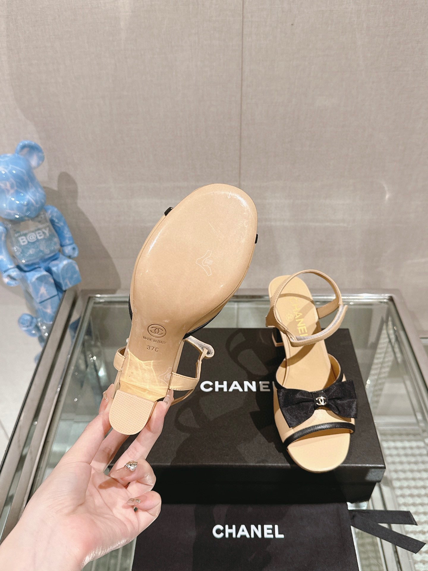 CE-Metal high-heeled bow sandals