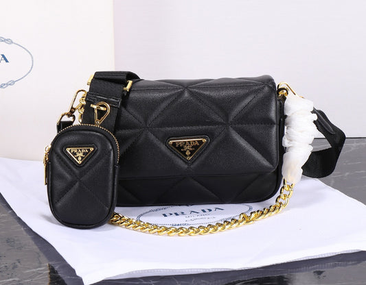 P-Leather Quilted Crossbody