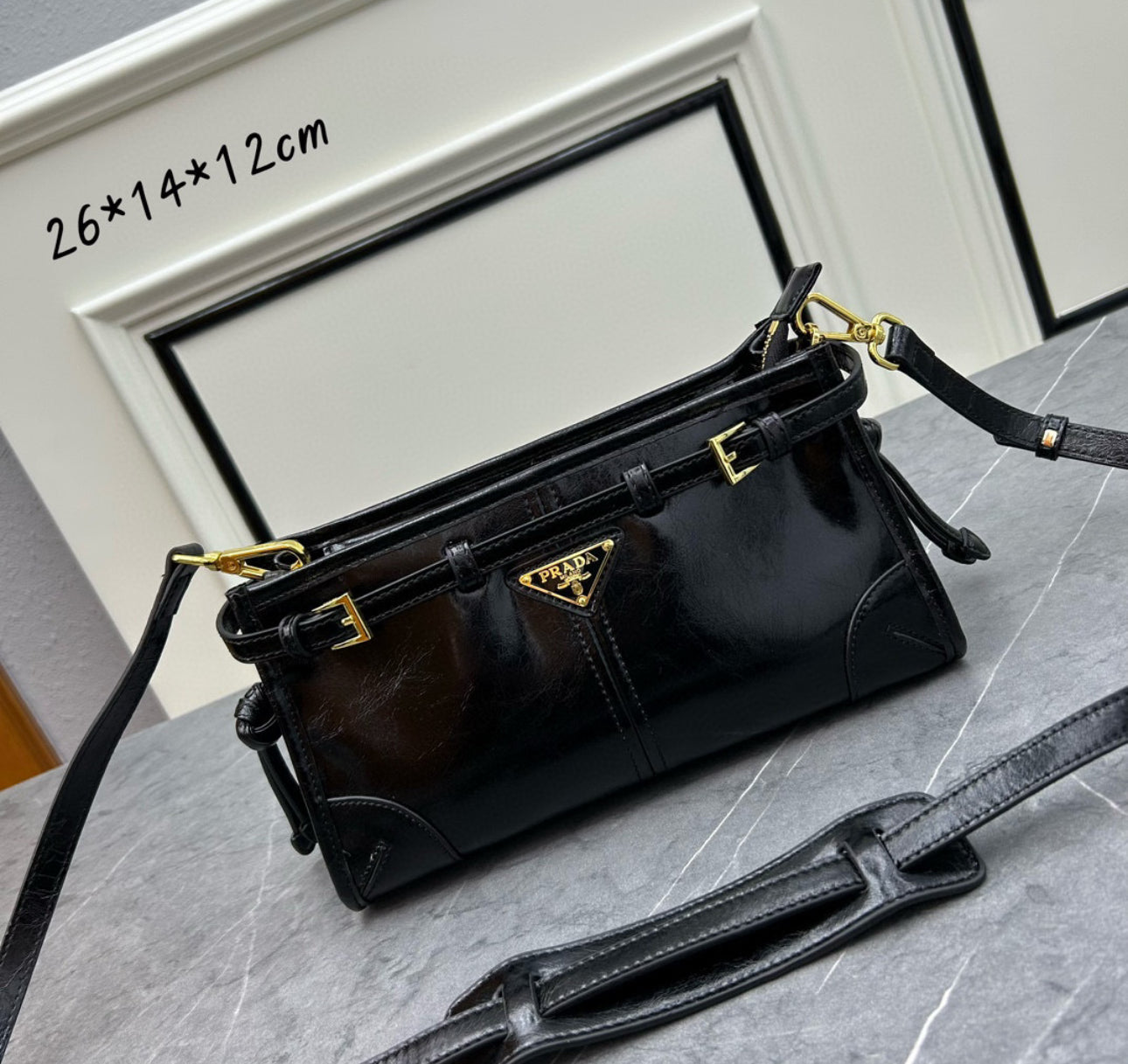 P-Black Crossbody Leather