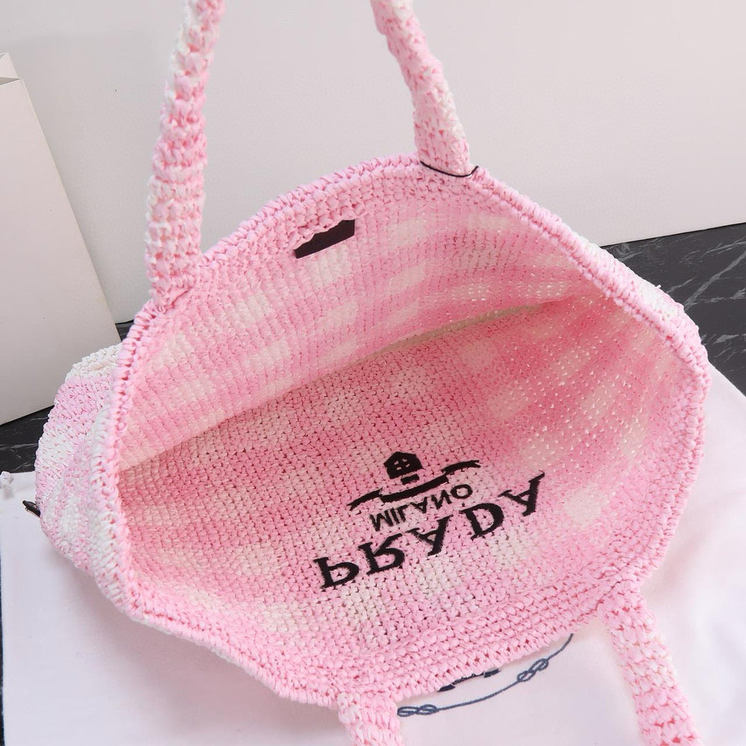 P-Purely hand-knitted fiber tote bag