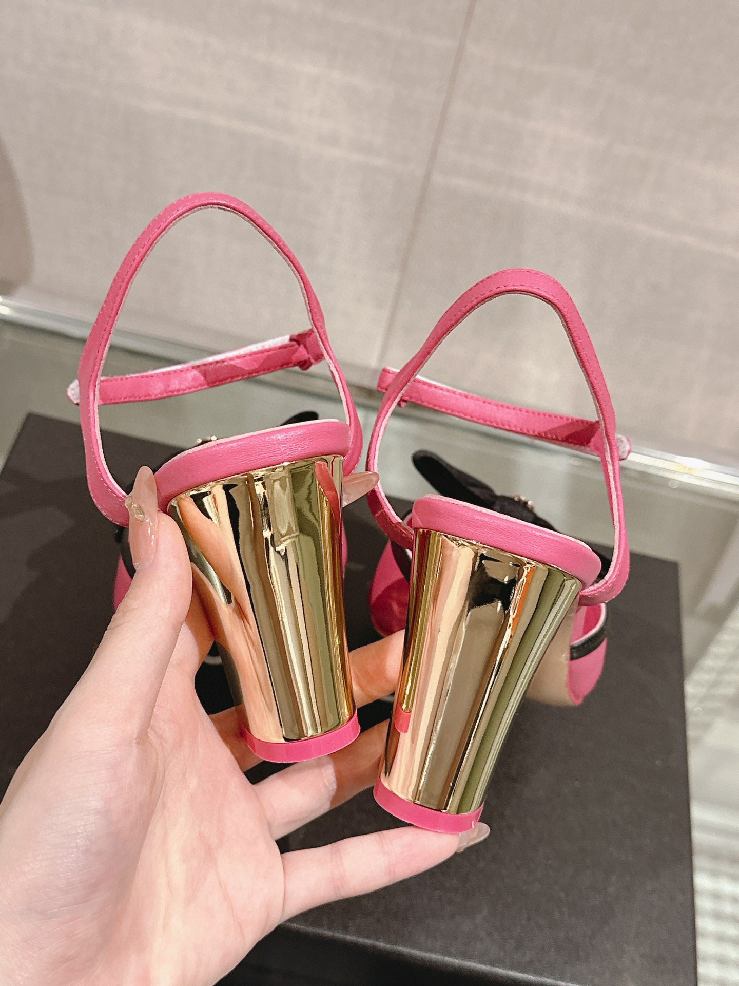CE-Metal high-heeled bow sandals
