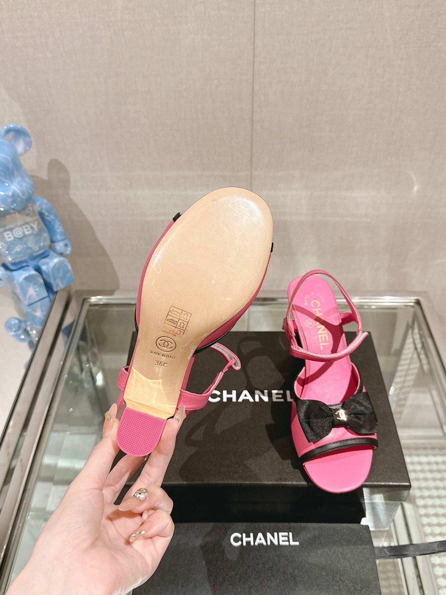 CE-Metal high-heeled bow sandals