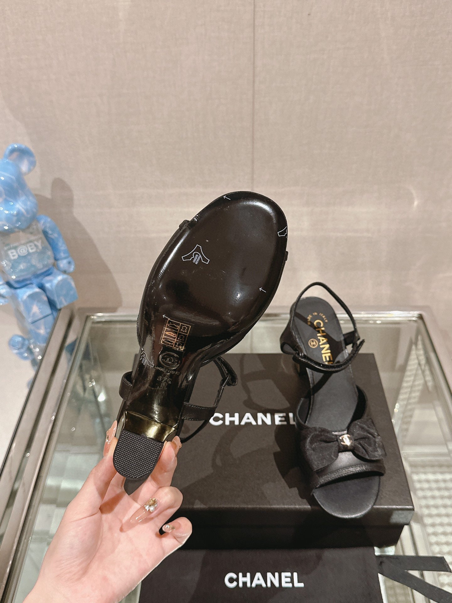 CE-Metal high-heeled bow sandals