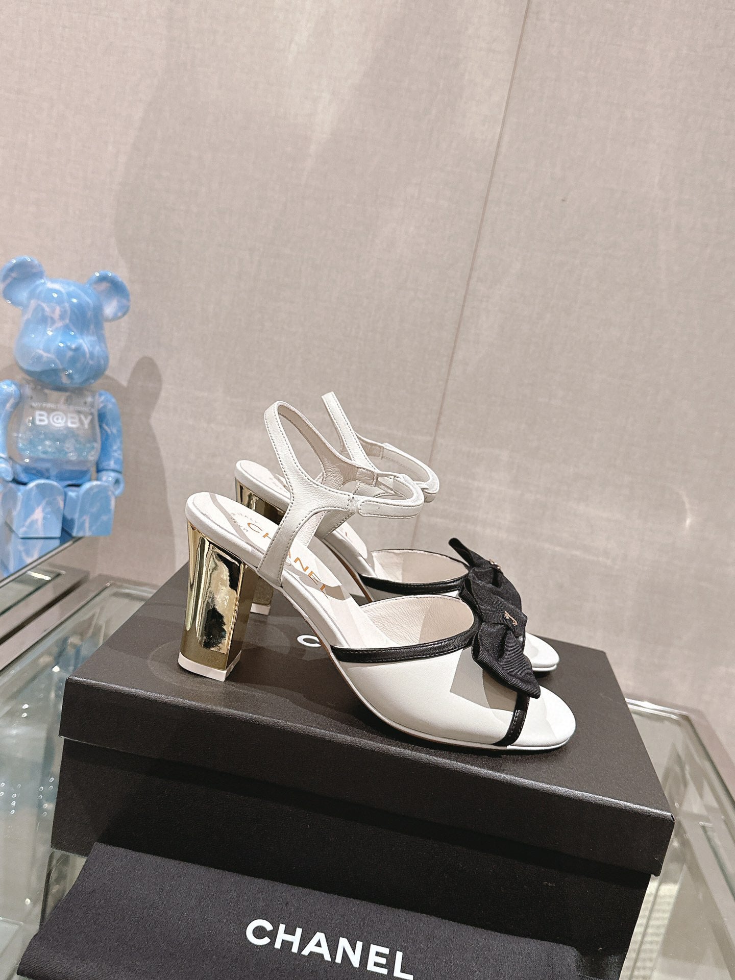CE-Metal high-heeled bow sandals