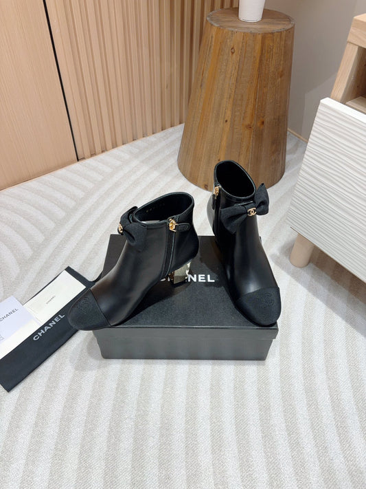 CE-Heel bow short boots