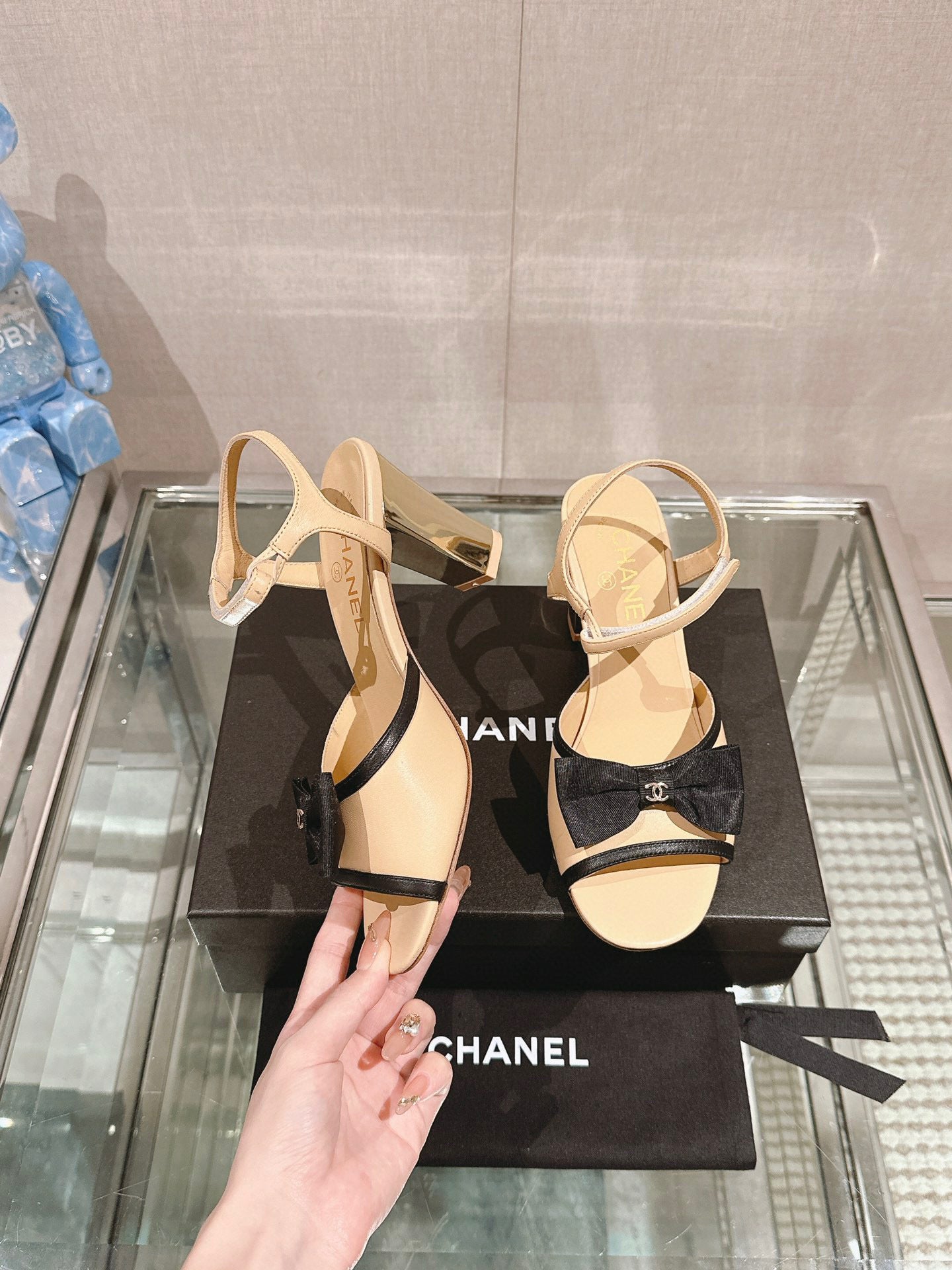 CE-Metal high-heeled bow sandals